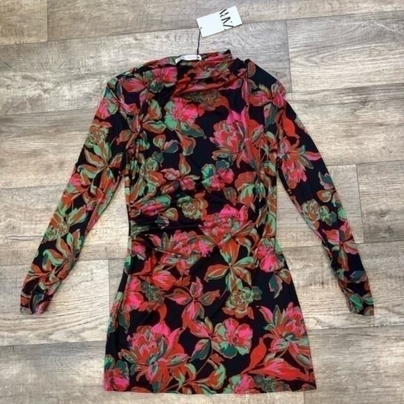 ZARA Blogger Fave Fitted Floral Mini Dress NWT | Size XL - Picture 15 of 16
